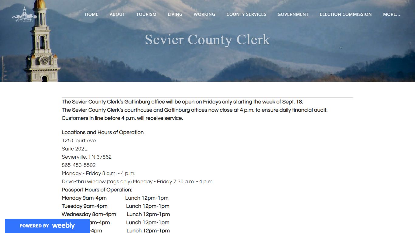 Sevier County Clerk - SEVIER COUNTY TENNESSEE